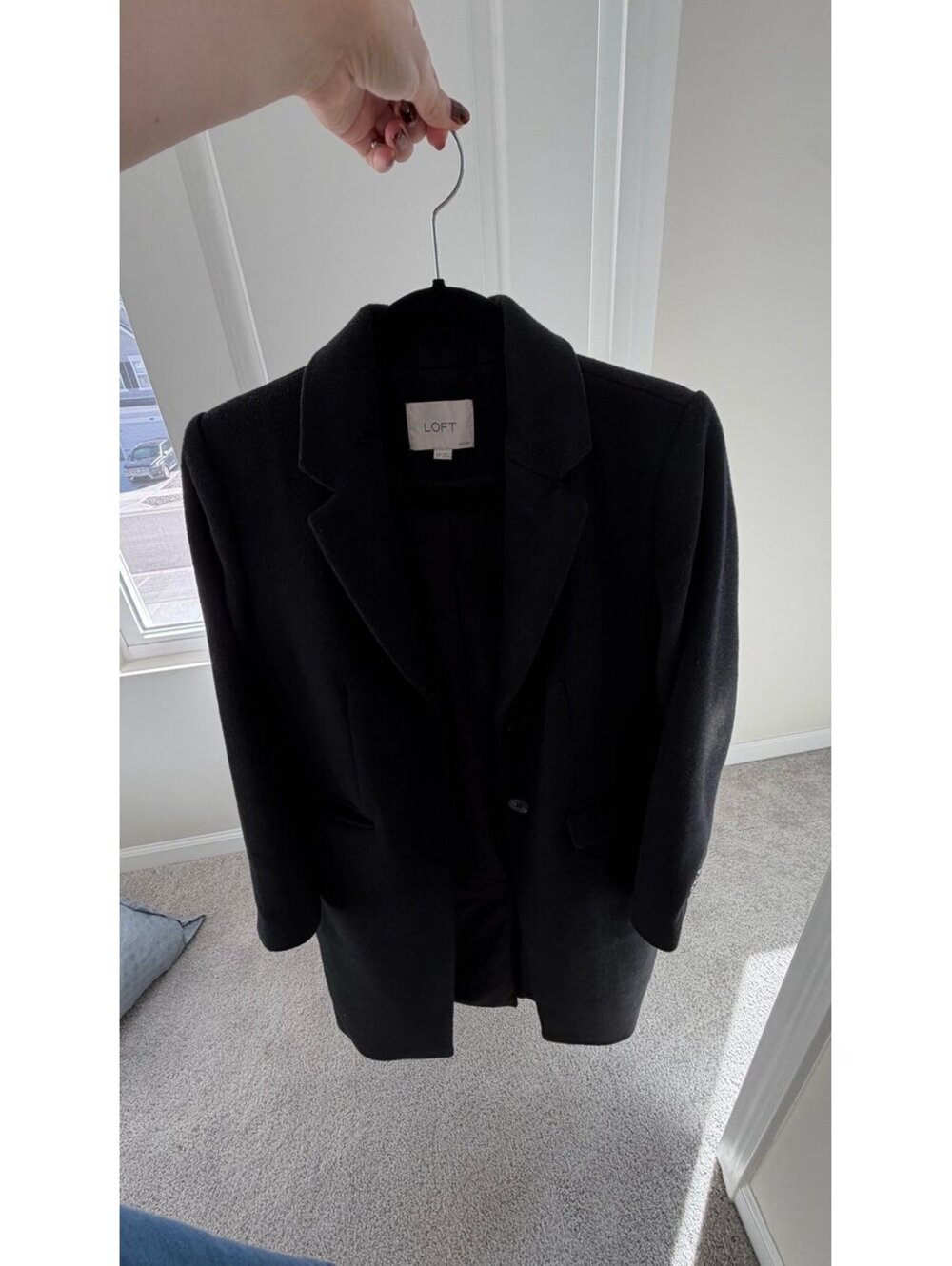 LOFT Black Wool Blend Coat XSP